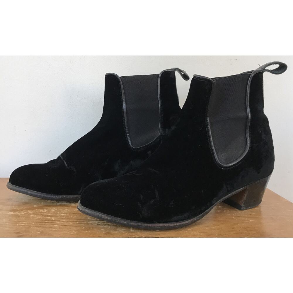 Penelope Chilvers Cubana Black Crushed Velvet Heeled Ankle Boots Shoes 9 39.5